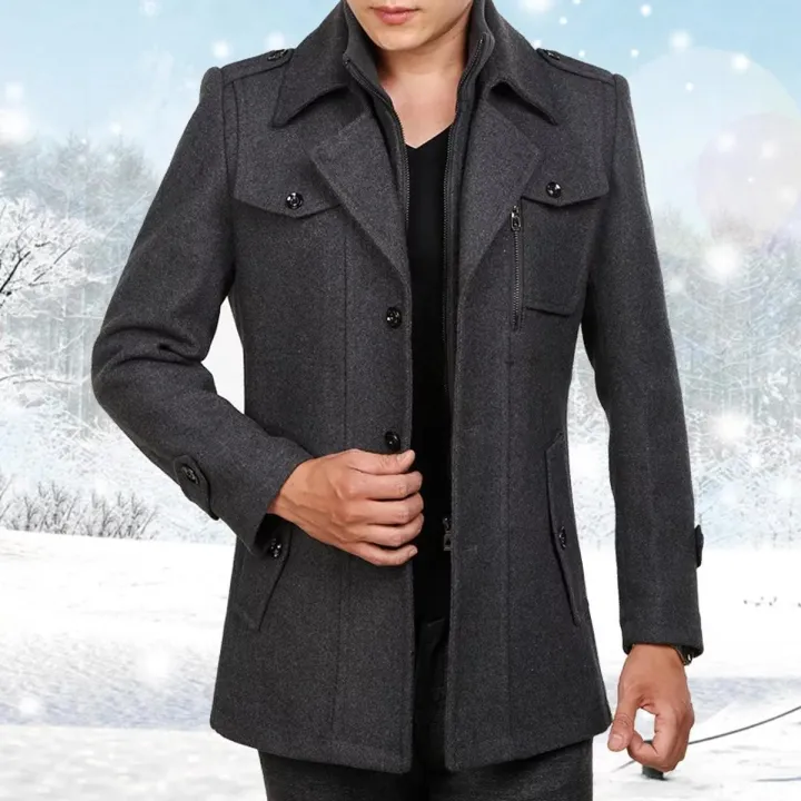 Premium Wool Winter Coat - Black